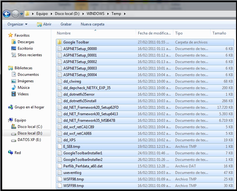 Eliminamos archivos temporales